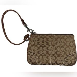Coach Brown Monogram Wristlet Vintage y2k Signature C Coin Purse Wallet